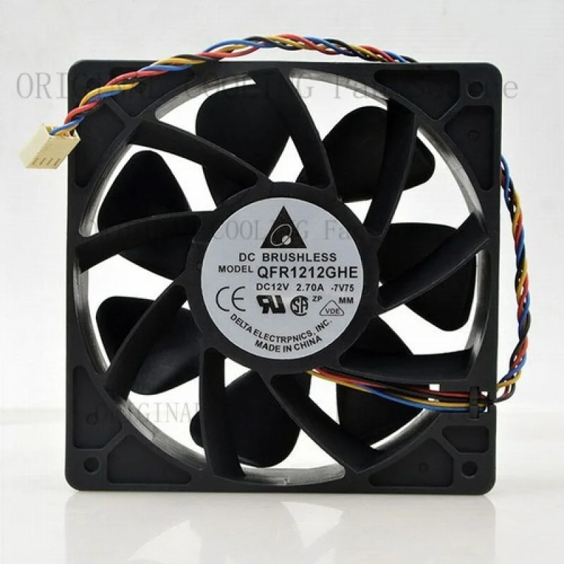 

B+ FOR Delta BRUSHLESS QFR1212GHE DC 12V 2.70A 12038 6000RPM MODEL cooling fan