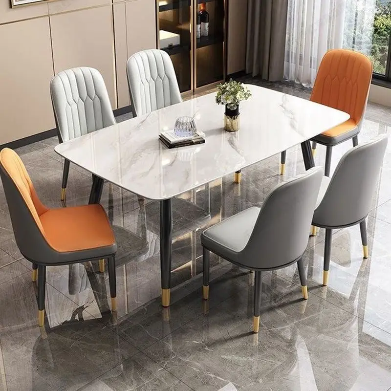 

Household modern simple light luxury dining table and chair living room rectangular small apartment simple combination