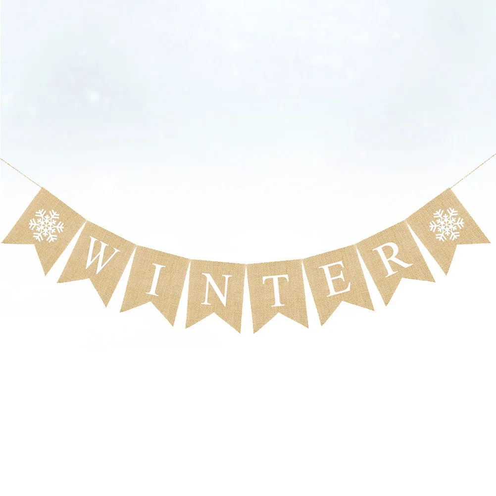 

Stylish Winter Letter Banner Pull Flag for Party Decoration Reusable Mantel Window Party Banner Pull Flag