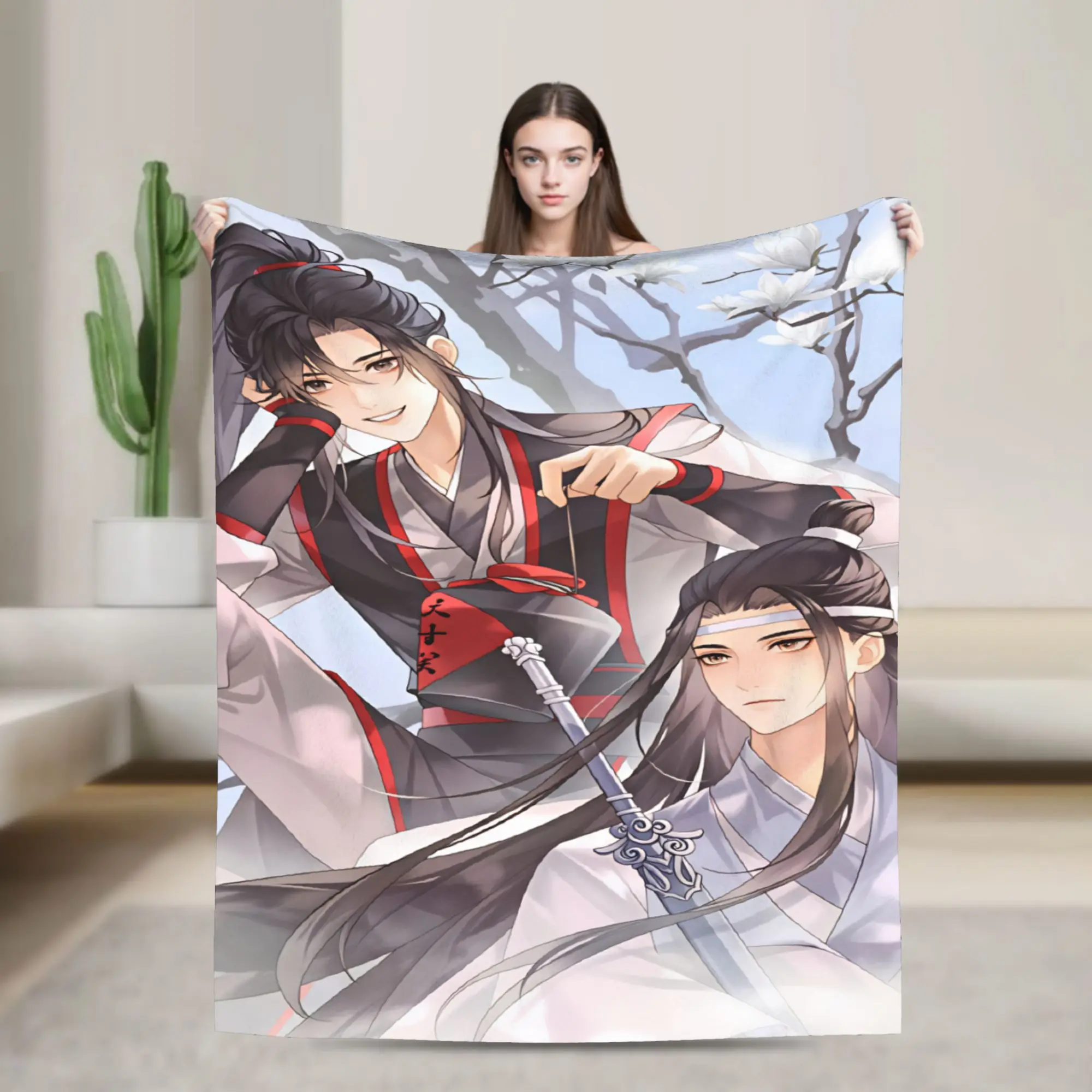 WangXian Bunny Mo Dao Zu Shi The Untamed Blankets Soft Plush Throw Blanket For Bedroom Travel Flannel Bedspread Bed Cover