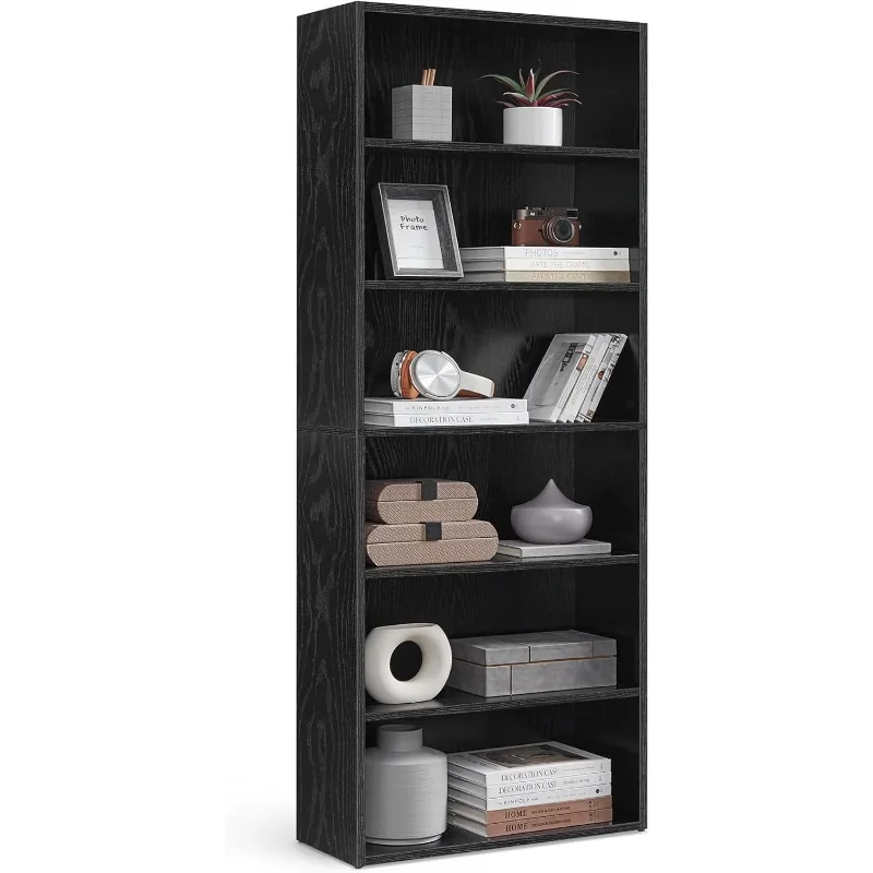 Bookshelf, 23.6 Inches Wide, 6-Tier Open Bookcase with Adjustable Storage Shelves, Floor Standing Unit