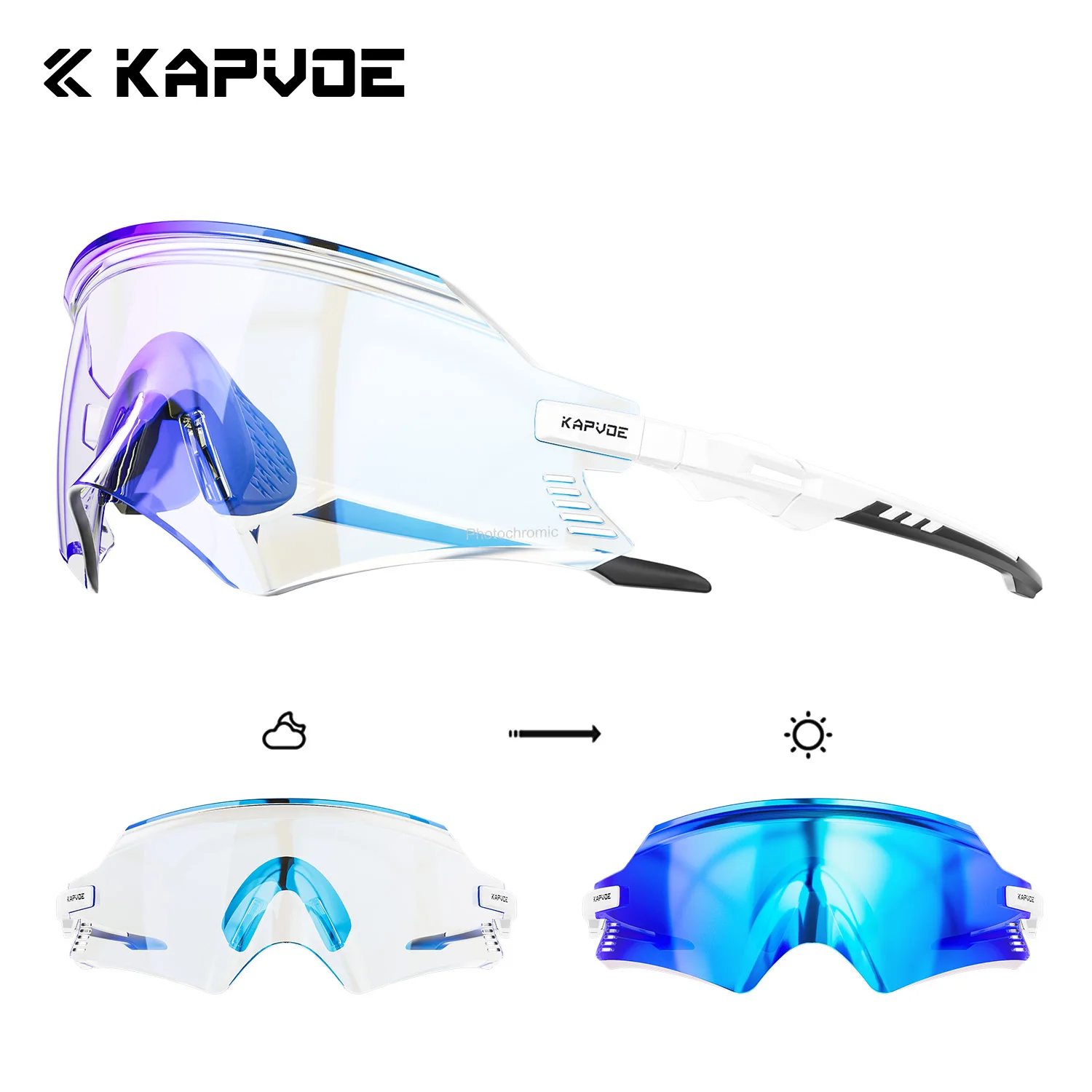 KAPVOE Outdoor Meekleurende Fietsen Zonnebril Mannen Road Rijden Fiets Bril Sport Wandelen Vrouwen Fiets UV400 Bril