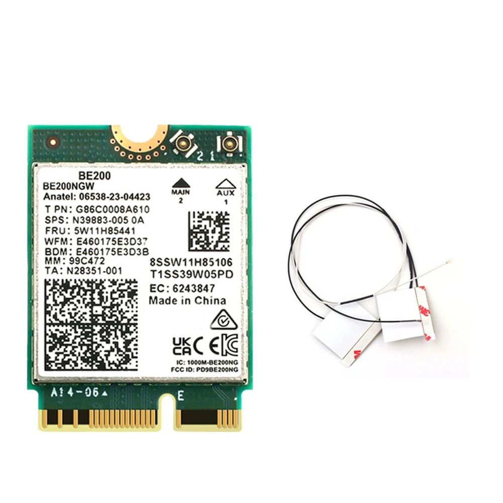 A46U BE200 WiFi 7 Card+Built-in Antenna 2.4G/5G/6Ghz Bluetooth 5.4 WiFi Adapter 8774Mbps Wireless Network Card for Win10/11