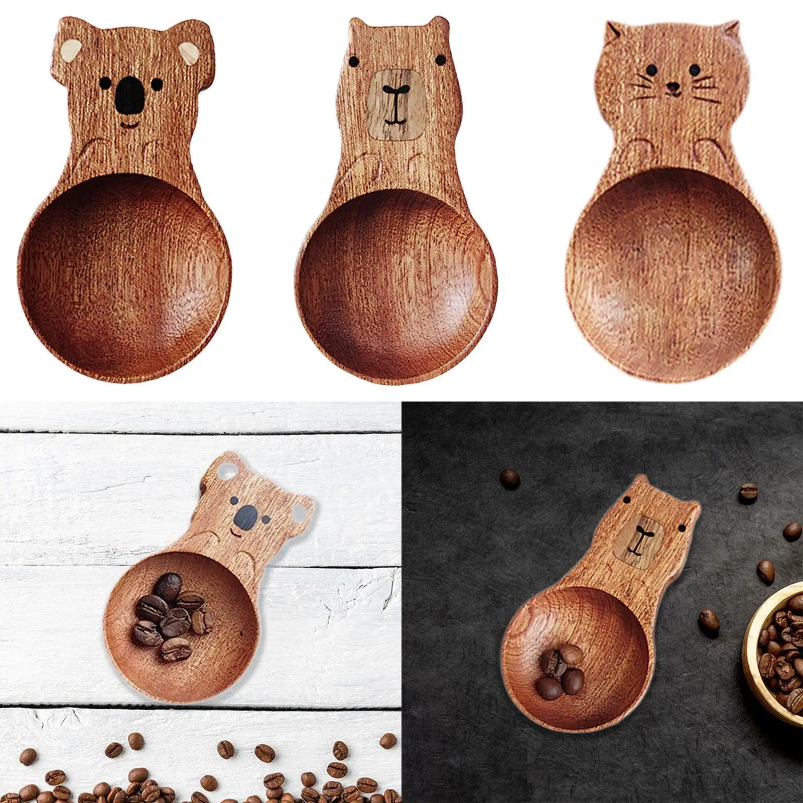 Wood Measuring Spoon Convenient Kitchen Tool for Tea Grains Coffee Beans