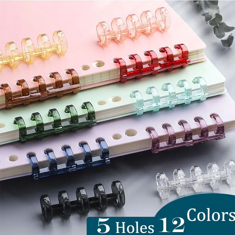 10PCS 5-hole loose-leaf Binder ring notebook Spiral Circles Rings buckle clip binding Clips For DIY School supplies Stationery