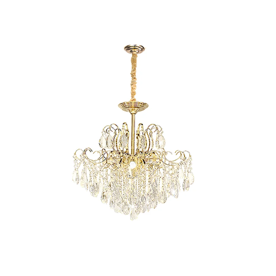Gouden moderne hanglamp met K9 kristallen regendruppels, plafondlamp voor eetkamer, badkamer, slaapkamer en woonkamer - afbeelding 2