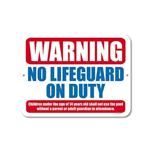 Honey Dew Gifts Pool Decor, Warning No Lifeguard on Duty  Metal Aluminum Pool Signs, Swimming Pool Outdoor Signs,