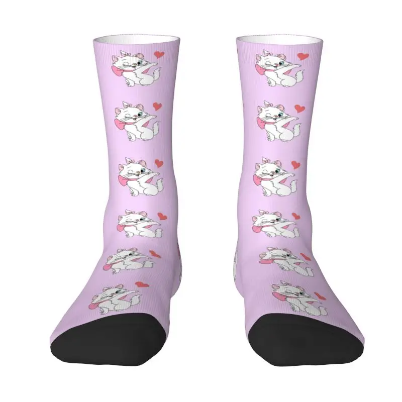 

Custom Marie Men's Crew Socks Unisex Kawaii 3D Print Girly Cat Kitten Dress Socks