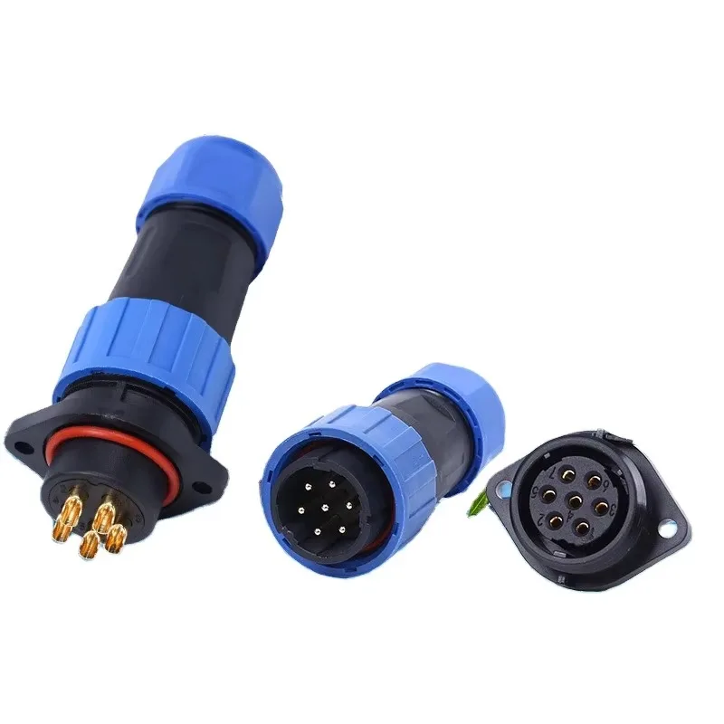 Flange Socket IP68 Cable 2-12Pin SP20 Waterproof Connector Hole  Male Female SD20 Auto Waterproof Connector