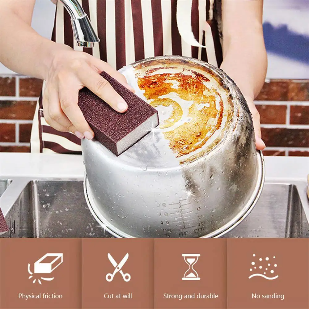 Twisted And Not Easily Broken Emery Durable Dark Brown Home Furnishing Decontamination Sponge Practical Washing Dishes