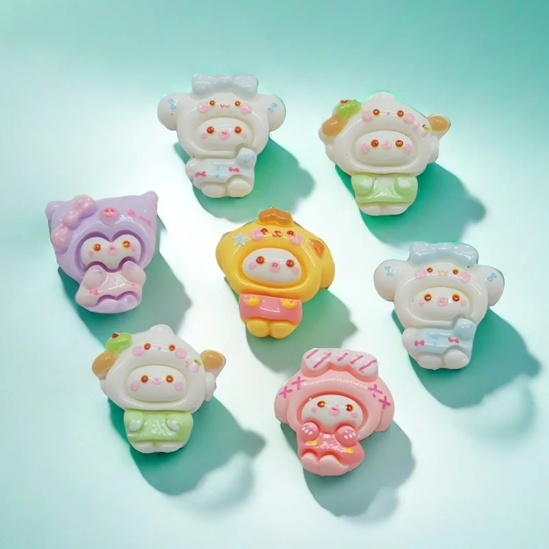 

50Pcs Kawaii Dress-Up Nail Charms - 3D My Melody & Kuromi with Hats & Bows for Adorable Themed Manicures