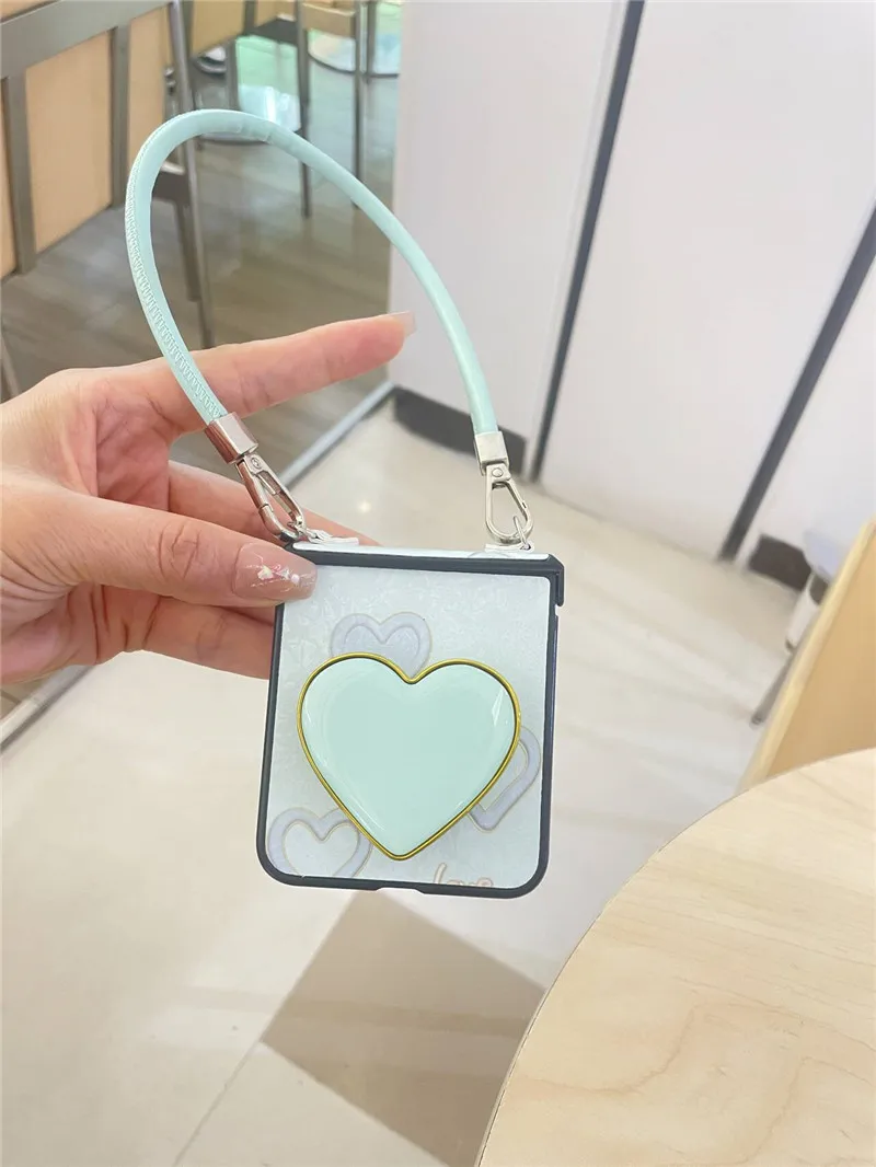 Cute Cartoon Heart Bracke Case For Samsung Galaxy Z Flip6 Case Z Flip5 Z Flip4 Flip7 Moto Razr50 ultra OPPO Find N3Flip Mix Flip