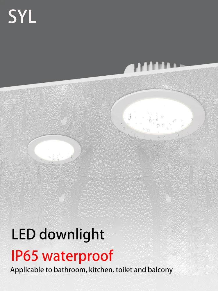 SYL-Foco LED IP65 impermeable para baño, lámpara de techo de aluminio, apertura de 75mm, iluminación de Foco de cocina y inodoro, 110V, 220V