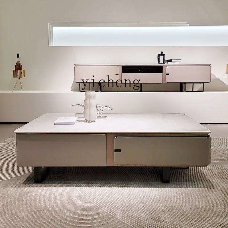 

LSL Modern Minimalist Living Room Italian Style Minimalist Drawer Coffee Table Marble Home Coffee Table