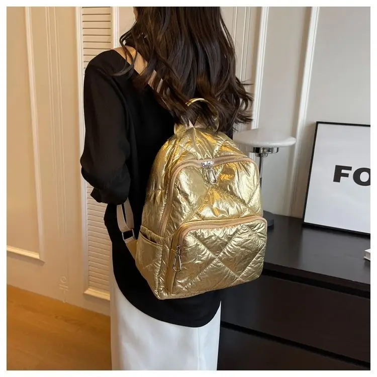 Backpack Nylon Cotton Filling Autumn Winter Fashion Casual Bags for Women Bookbag