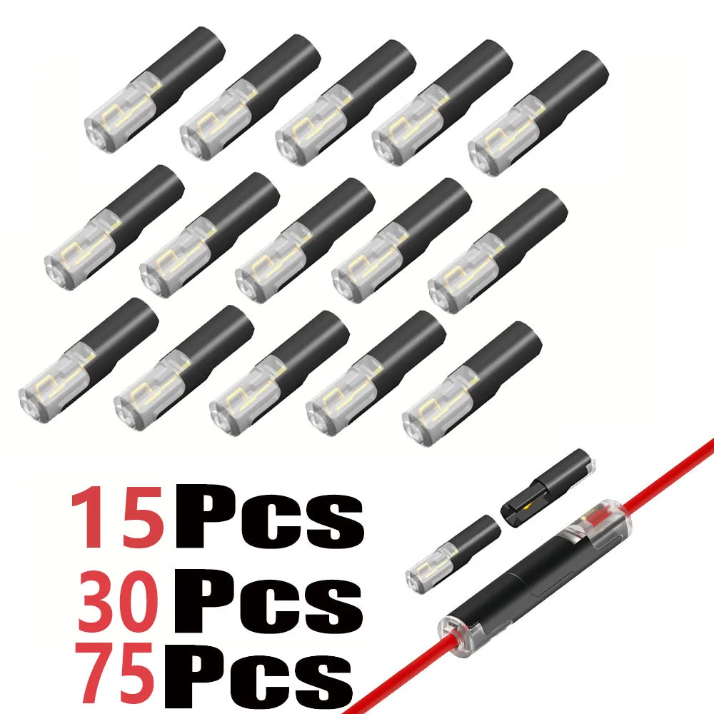 15/30/75 Pcs Terminals, Plug and Play Universal Quick Connectors, No Need for Soldering or Stripping, Quick Connect Convenient