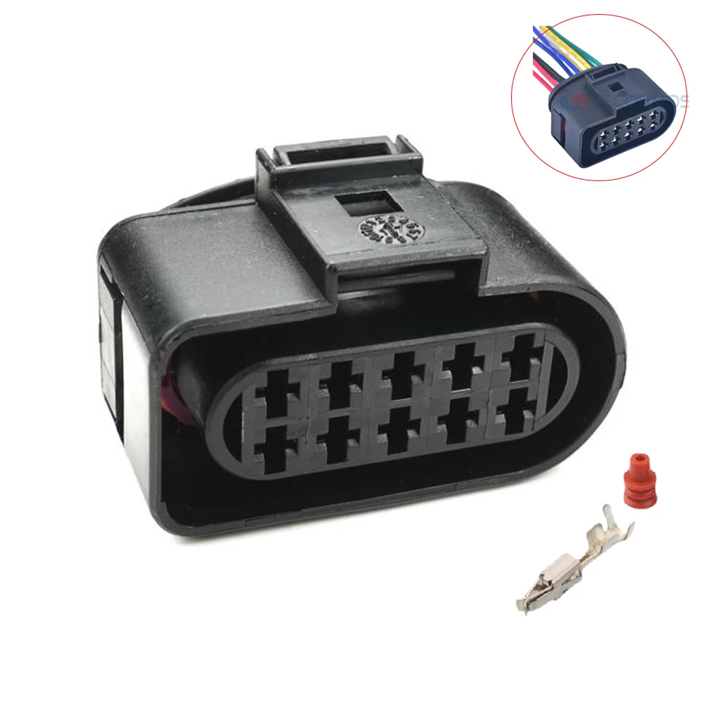 

1/5/10 комплект, 10-контактный разъем для фар, адаптер, зажим, комплект для Audi VW Seat Skoda 1J0973735 1J0973835 0090-756