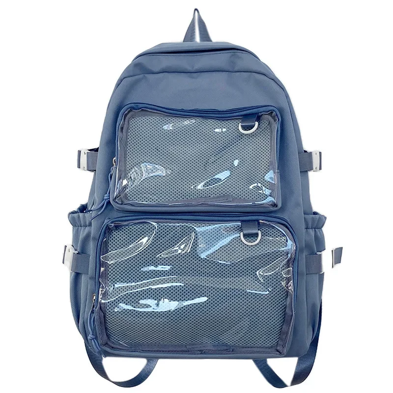 Japan Transparent Nylon Ita Backpack Student Large Capacity Laptop Rucksack 2 Clear Pockets For Pin Display Women Shouder Bag 가방
