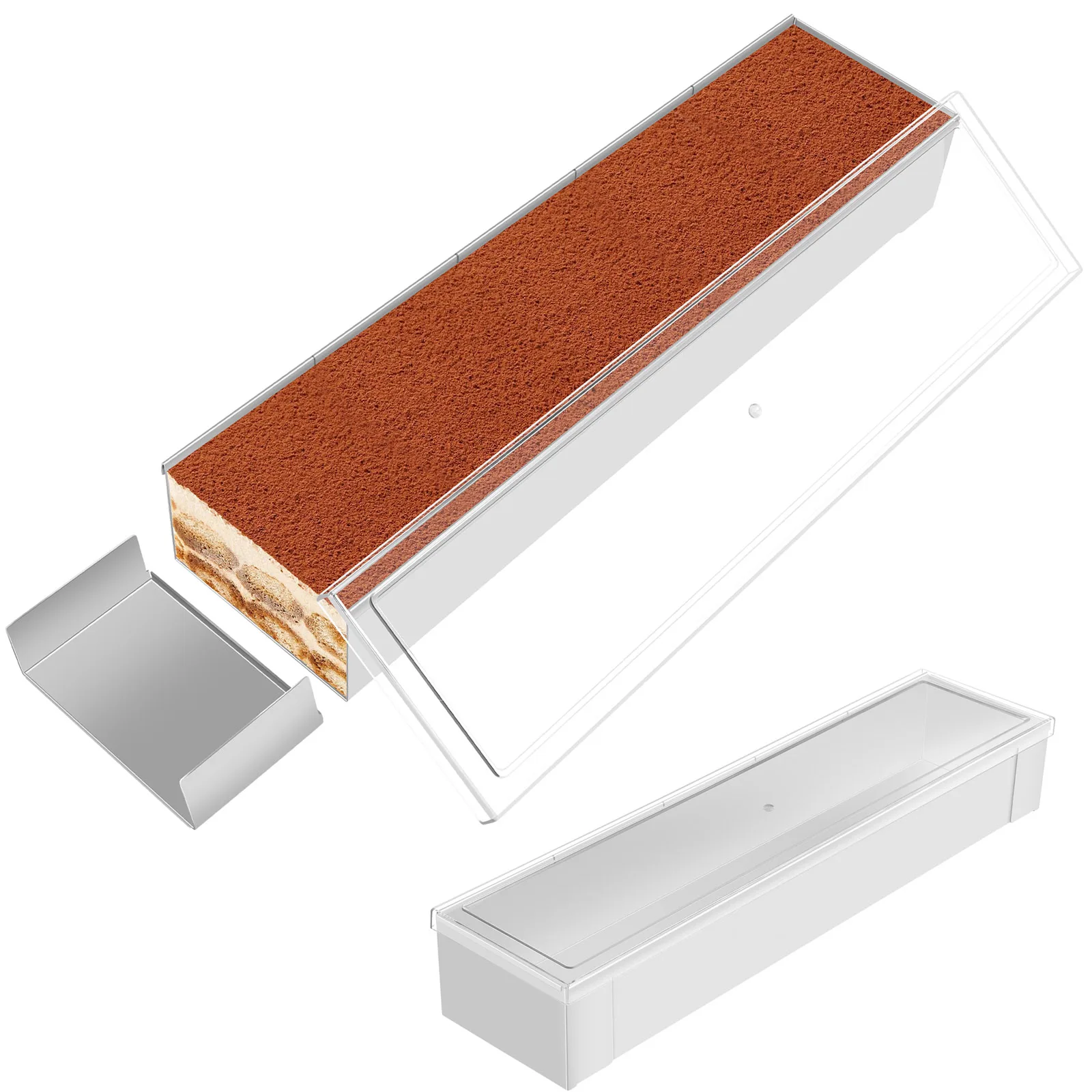 

Прямоугольная форма для торта Tiramisu, длинная форма для выпечки торта из нержавеющей стали со съемной крышкой, форма для мусса для торта Tiramisu