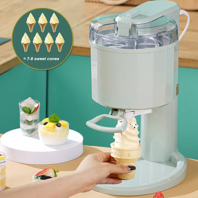 

220V Household Mini Ice Cream Maker DIY Fully Automatic Fruit Milk Children Sweet Ice Cream Cone Machine For Family