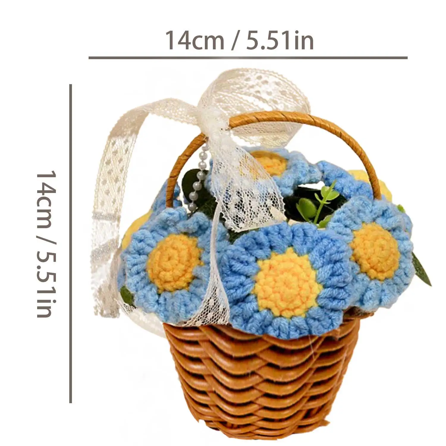 1 x handgefertigter gehäkelter Blumenstrauß, gestrickter Gänseblümchen-Blumenstrauß für Weihnachten, Heimdekoration, Geburtstagsgeschenk für Frau, Frau, Mutter – Detail 1