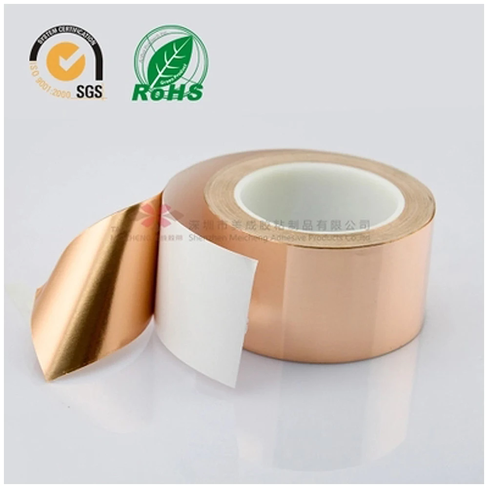 Pita Tembaga Tebal 0.08 Mm Panjang 30M Single Konduktif Perekat EMI Shielding Panas Resist untuk Gitar Listrik Strip Perekat