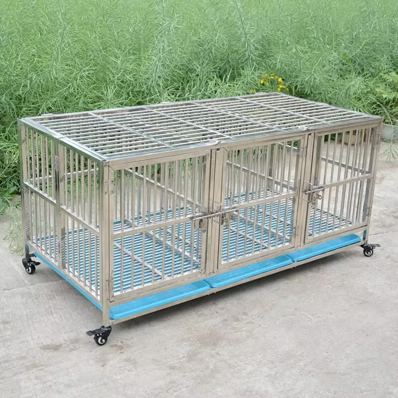 Customizable Large Multi Layer Dog Cage Kennel Stainless Steel Pet Crate with Plastic Tray