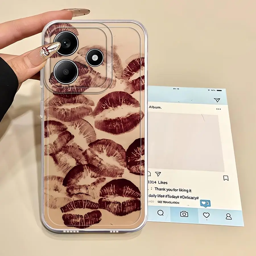 Funda para Xiaomi Redmi 12C 9A 13C 9C A1 A2+ A5 14C 10C A3x cubierta suave arte labial