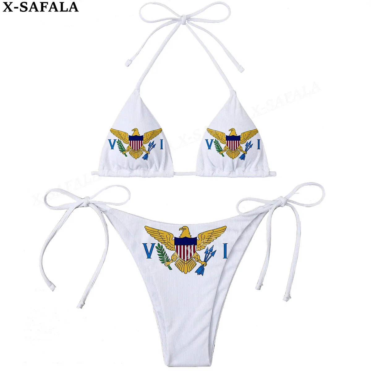 Bikini con estampado 3D de las Islas Vírgenes de EE. UU. Para mujer, conjunto de sujetador, ropa de playa Sexy, trajes de baño de dos piezas para playa