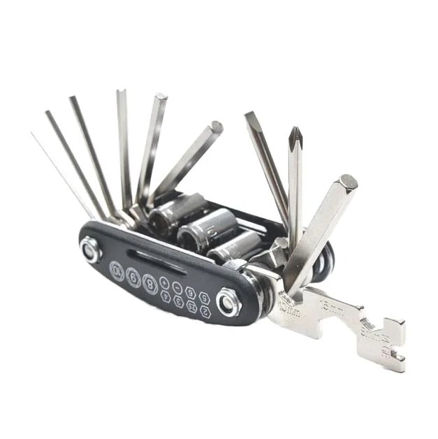 Portable Multi-Functional Folding Bicycle Repair Tools Wrench Set Combination Tire Repair Hand-Powered OEM Hard Case High Carbon
