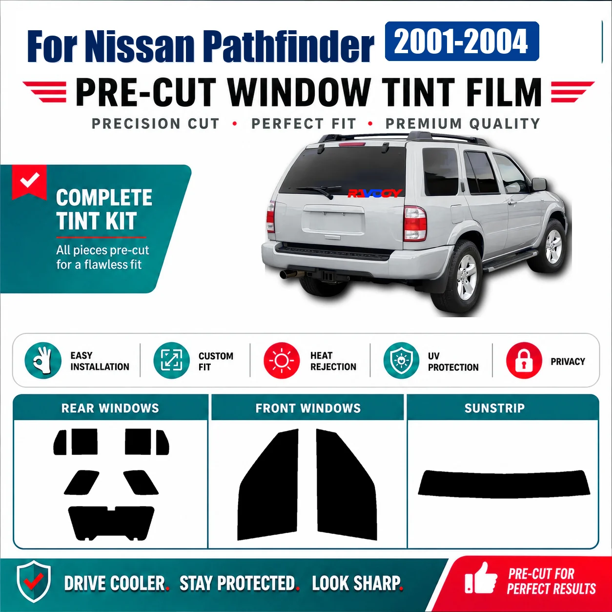For Nissan Pathfinder 2001-2004 Precut Tint Film Premium Complete Window RAVOOY Heat Reject