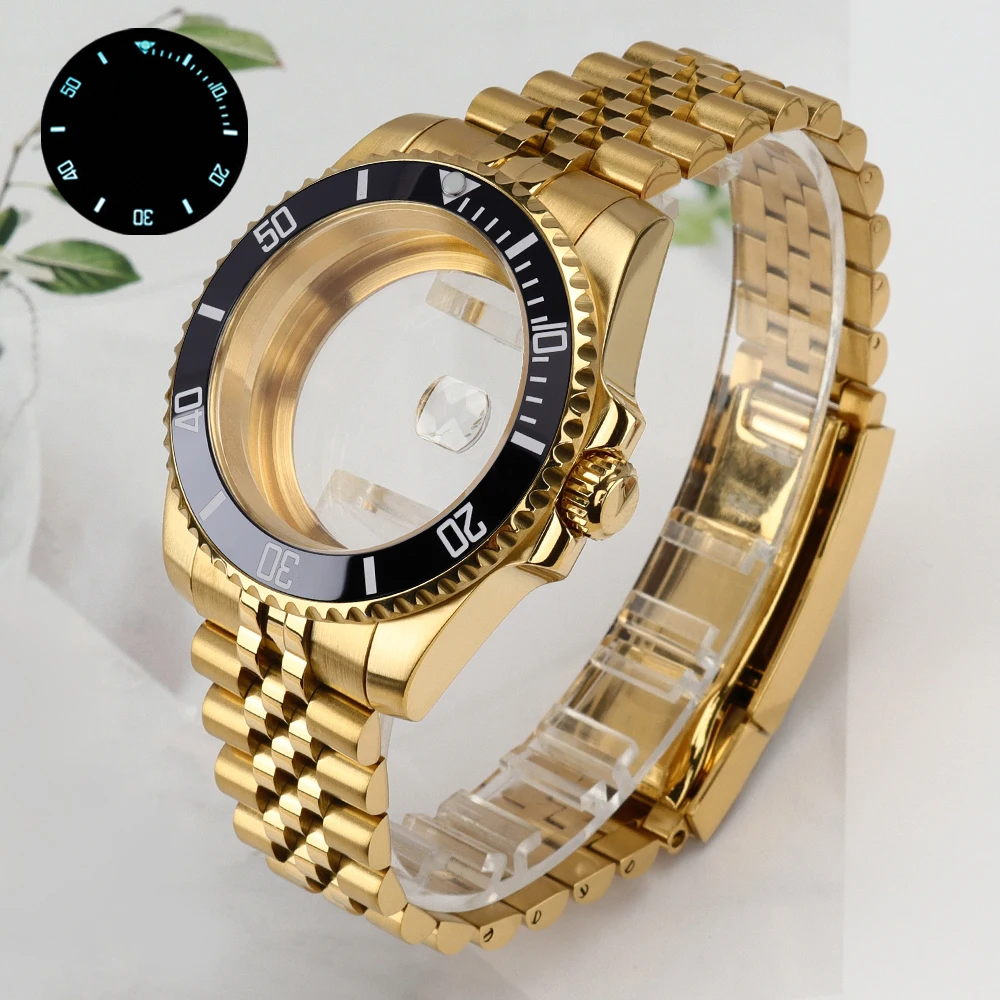 

Корпус для часов SUB 40 мм C3, светящийся безель с сапфировым стеклом для NH35 NH34 NH36 NH38 Miyota 8215 ETA 2824, юбилейный ремешок, скользящая пряжка, 120 ликов