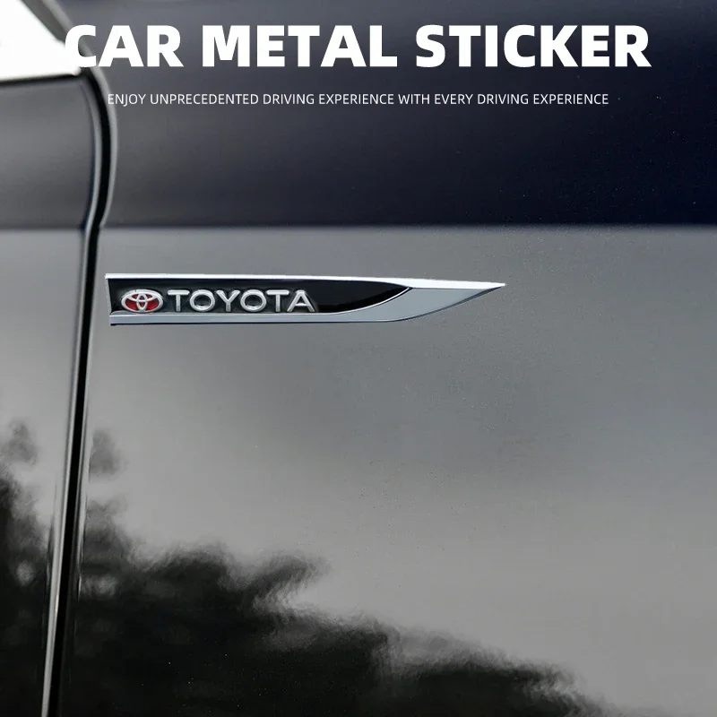 2pcs Metal Car Side Fender Blade Badge Sticker Car Emblem Decor For Toyota Hilux Aygo Yaris Ractis Corolla Camry Auris Rav4