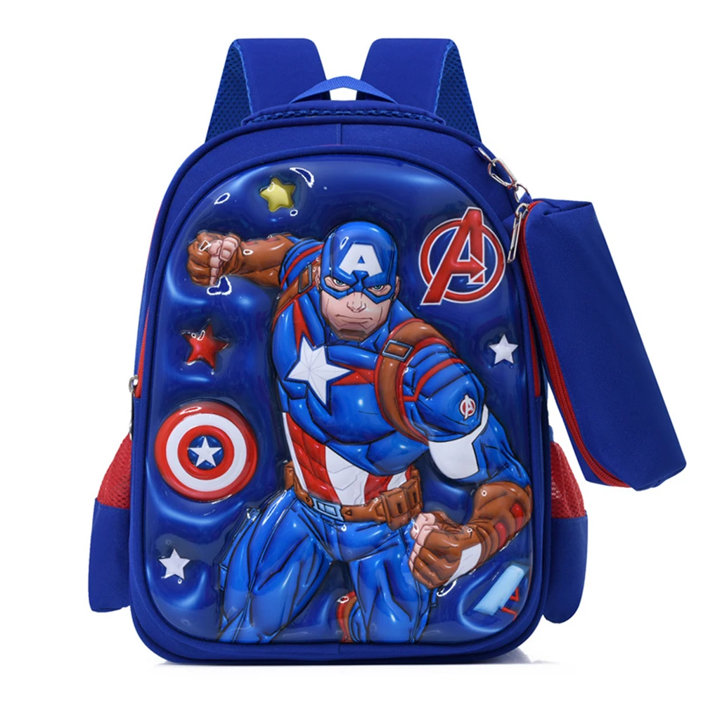 Marvel Elementary School Backpack for Kids Spider Man Captain America Kindergarten Anime Cartoon 3D Hard Shell Bag for Students