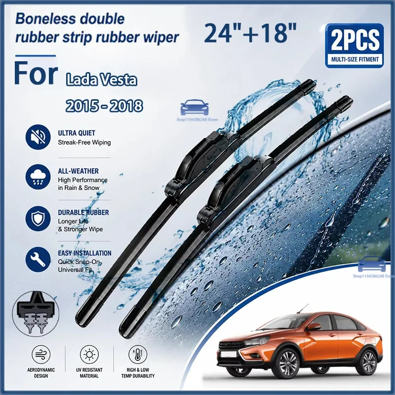 

All Season Front Windshield Wiper Blades For Lada Vesta 2015-2018 24"+18" Auto Replacement Brushes