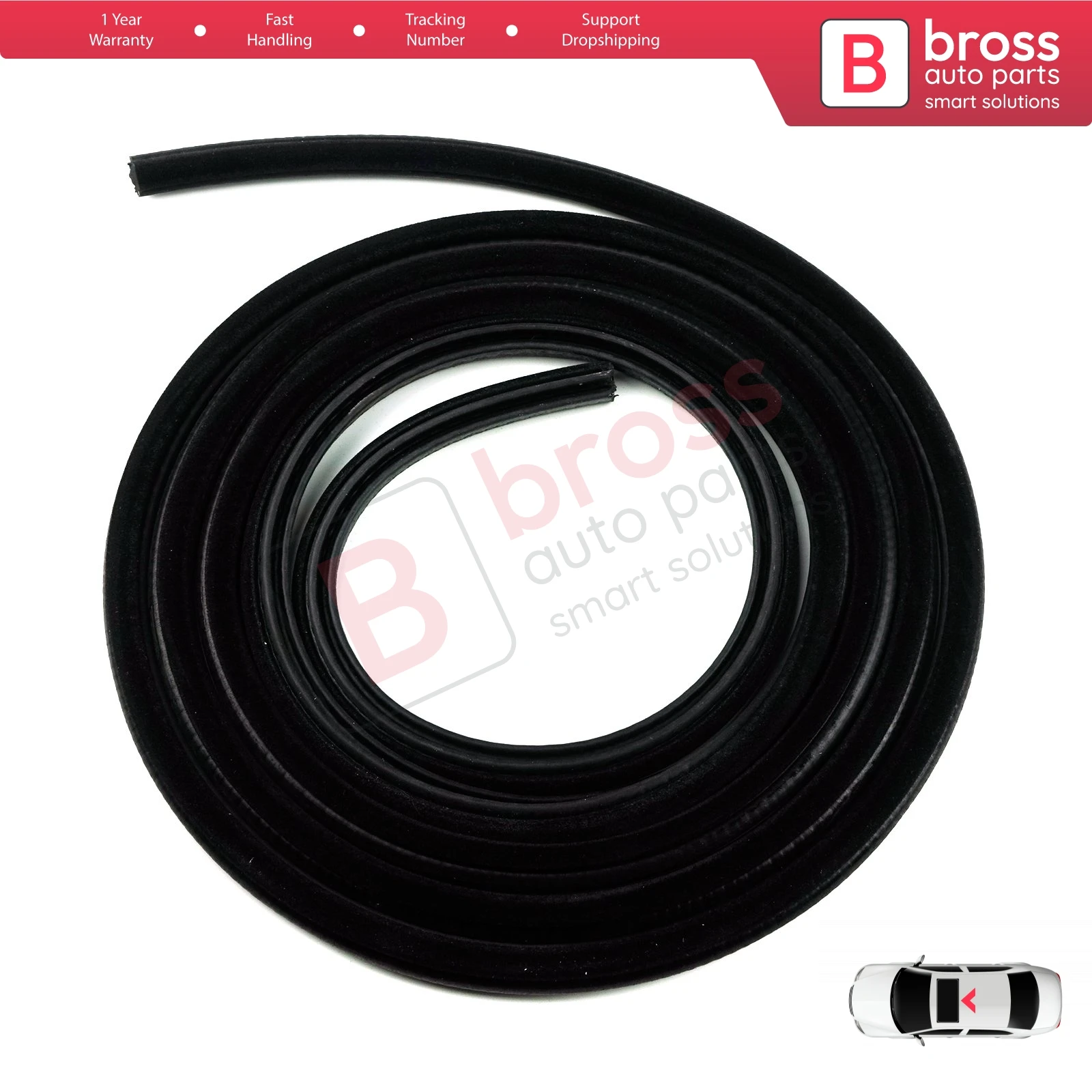 BSR610 Sunroof Seal Gasket Moulding Rubber 54121920052 with Metal Sheet Support 300 cm for BMW 5 7 E12 E23 E28 Sedan Saloon