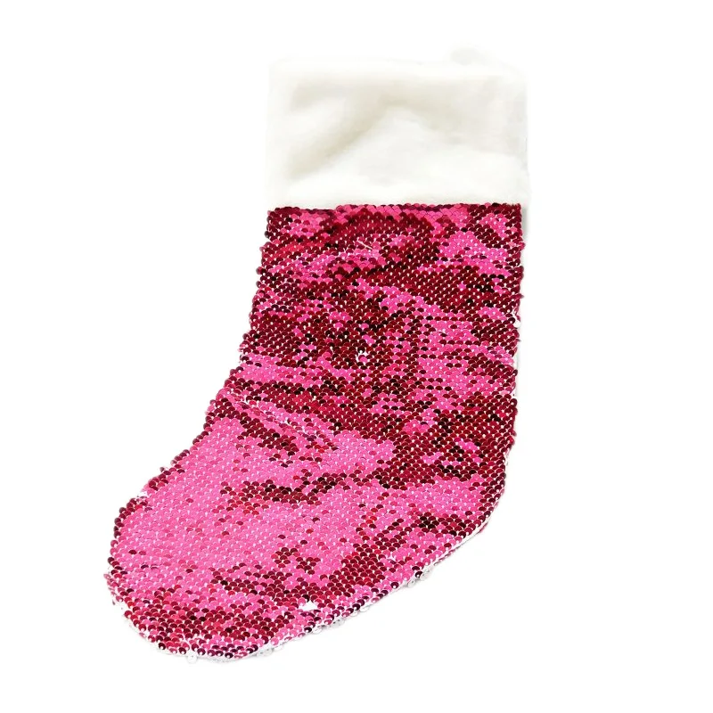 10pcs Sublimation DIY White Blank Polyester Sequins Christmas Stocking