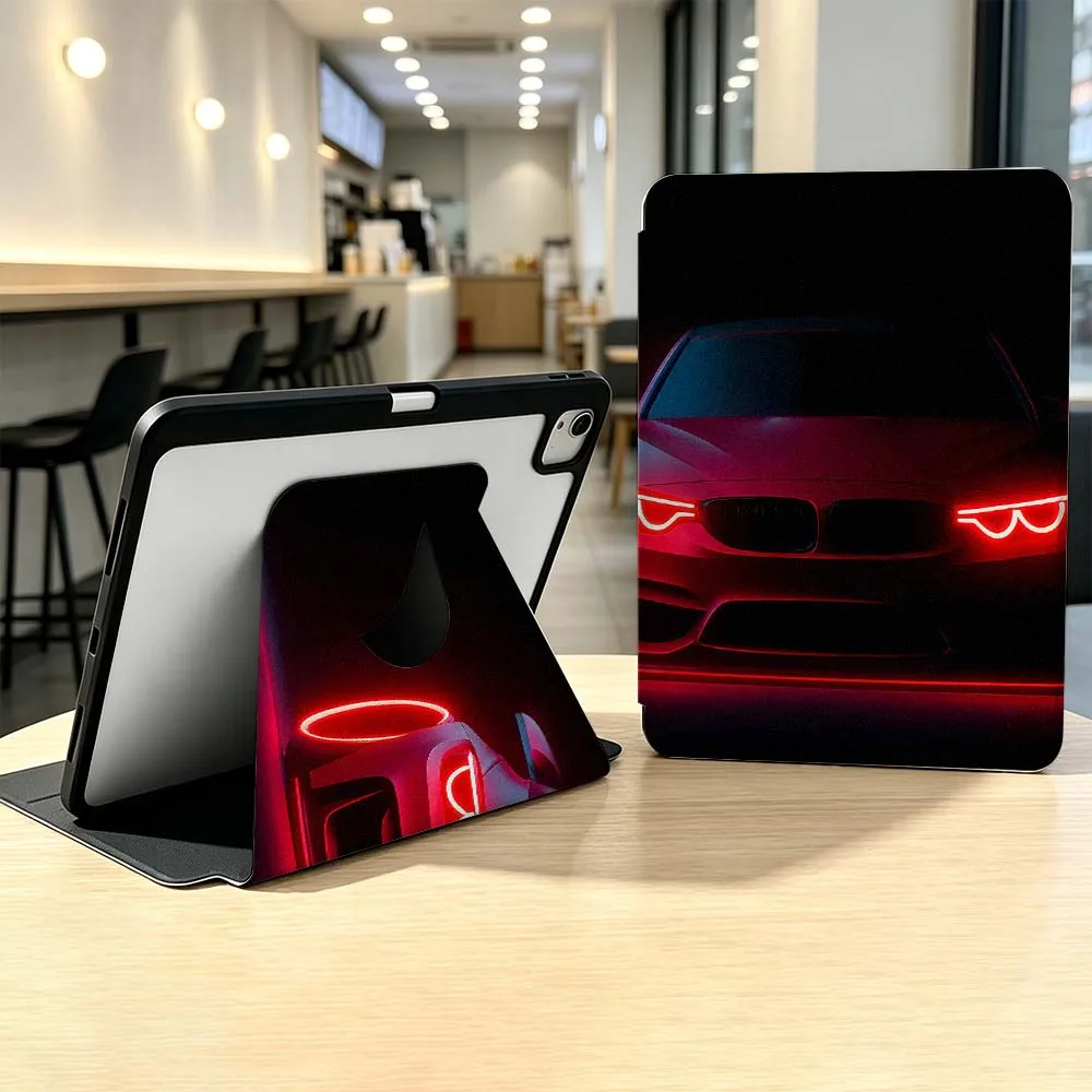 Dark Sports Car For Samsung Galaxy Tab A7 A8 A9 A11 S6 S7 S8 S9 S10 S11 FE Plus 360° Rotation Pen slot Tablet Case