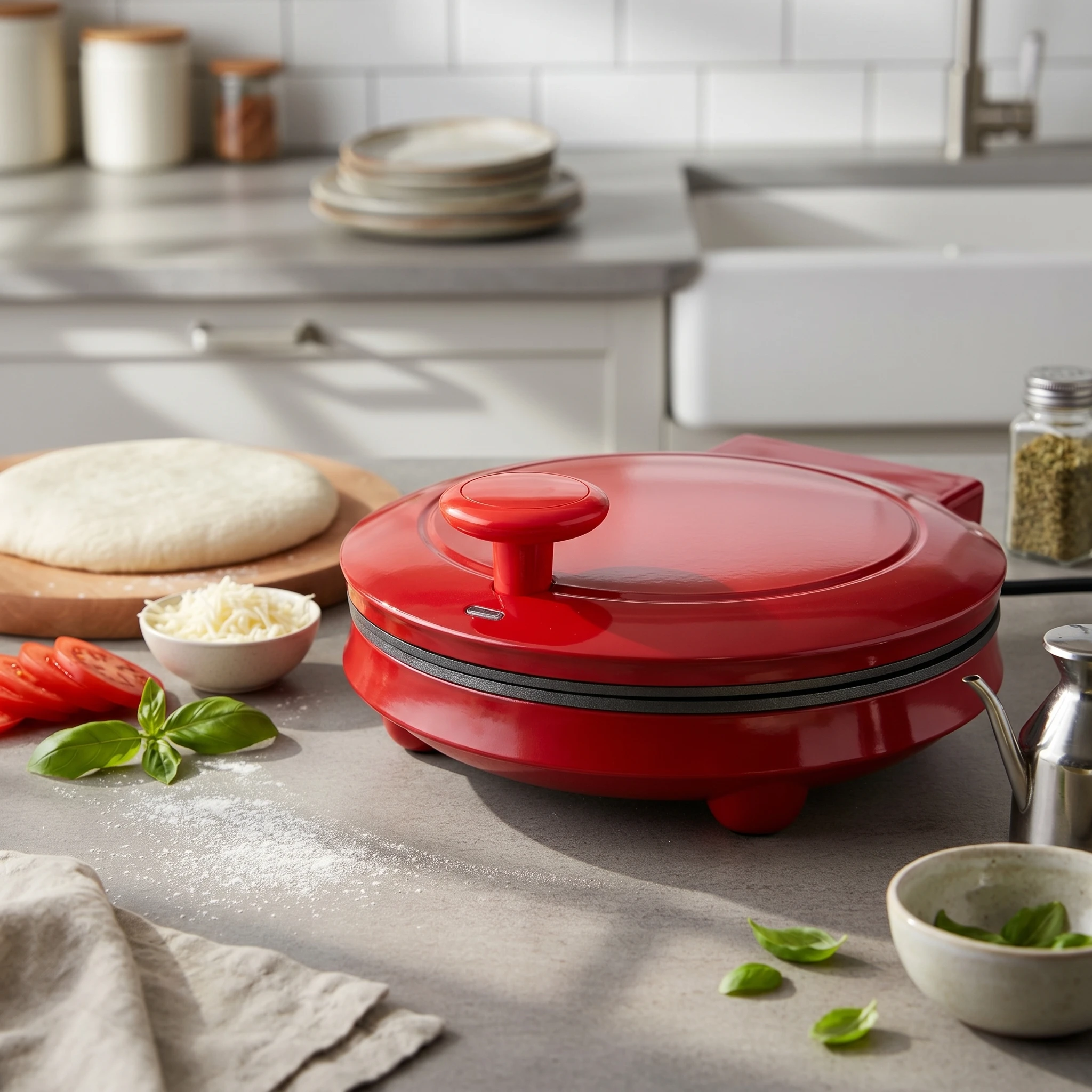 Kitchen Appliances Countertop - Alat Dapur Listrik Pembuat Pizza Bulat,
