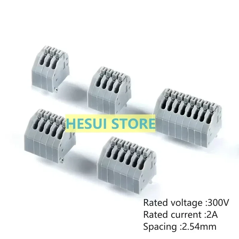 5 PCS KF250-2.54-2/3/4/5-8P-1/2 double-row in-line 2.54mm spacing spring PCB wiring terminals