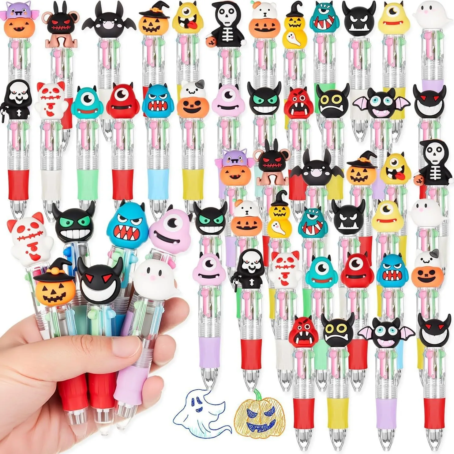 10-100 Stück 10cm Geister-Kürbis Halloween-Themen-Stifte in vier Farben, Halloween-Karneval-Partygeschenke, Geschenktütenfüller, Souvenirpreise – Detail 1