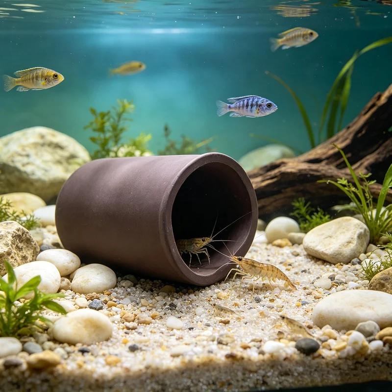 New Fish Tank Cave Aquarium Shelter Ceramic Shrimp Spawn Live Hide Ornament Breeding