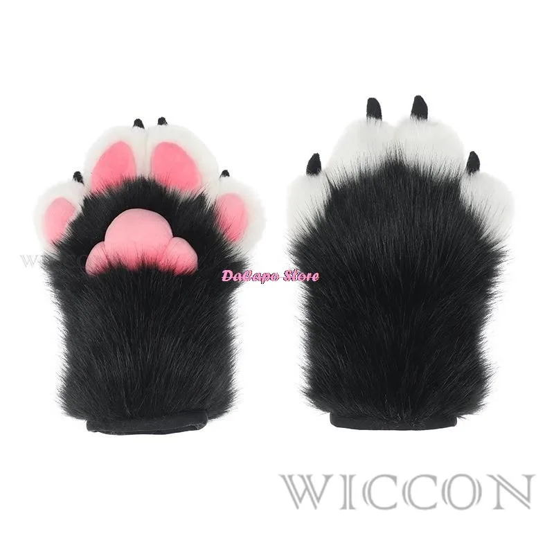 هالوين القط فروي باو قفازات تأثيري ازياء القط الوردي الأسود مخلب أرنب Fursuit الحيوان مخلب الكبار زي الملابس مجموعة كاملة 20