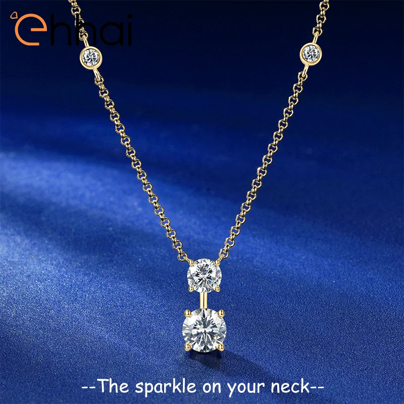 

Ehhai Full Moissanite Round Pendant Necklace Chains for Women S925 Sterling Silver Fine Neck Jewelry Wedding Party Gifts Choker