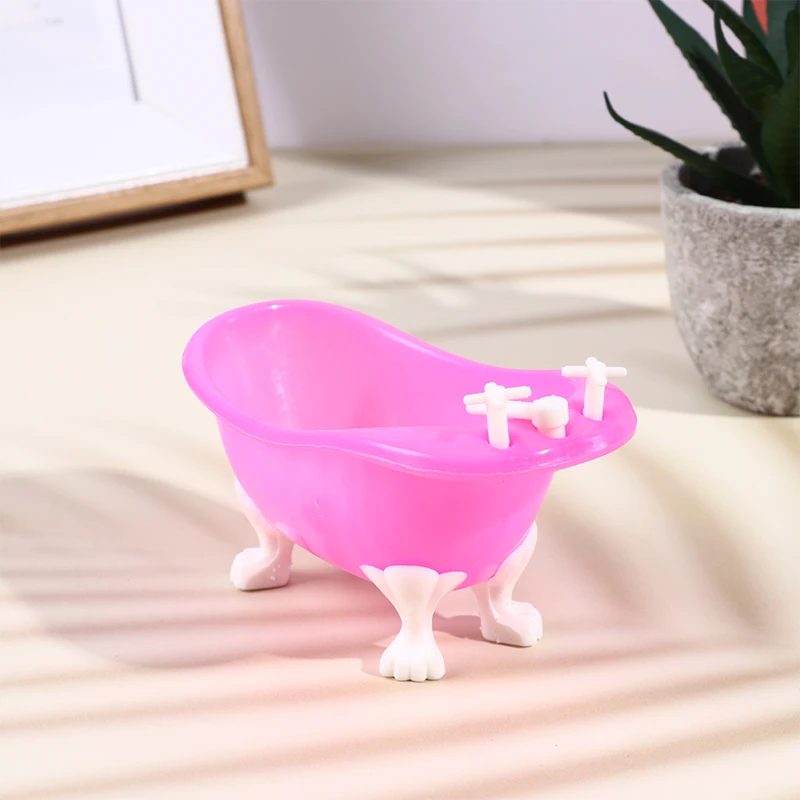 دمية أثاث مصغر حوض استحمام صغير حوض لعبة مجسمة محاكاة اكسسوارات الحمام الاطفال التظاهر بيت الدمية ديكور لعبة