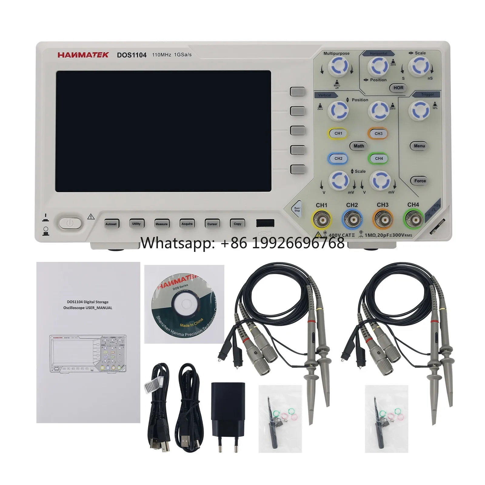 

DOS1104 Standard Set Digital Oscillator 110MHz 4-Channel 1GS/s Oscilloscope with 7-inch TFT Screen