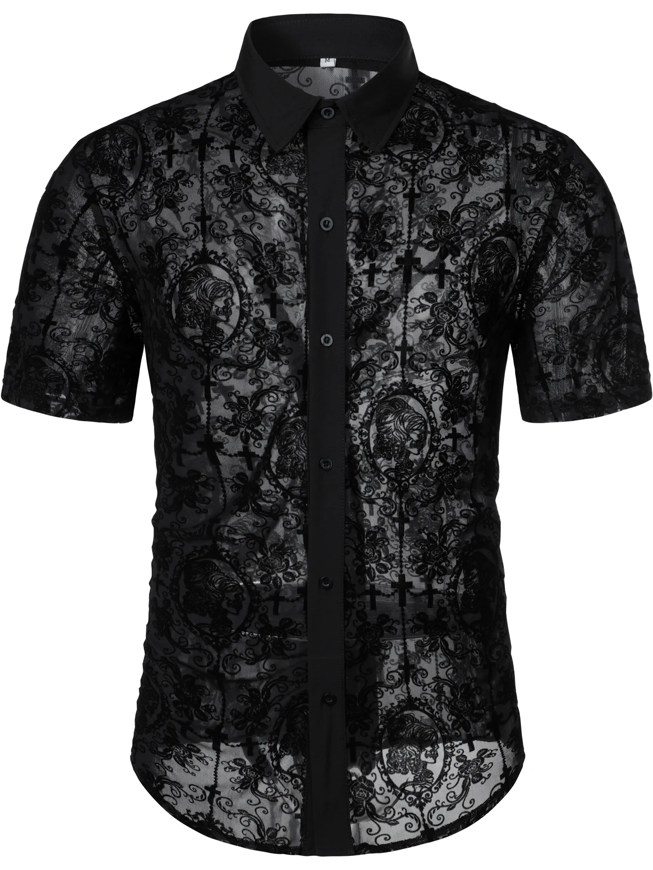 Men\'s Hollow Lace Shirt, Long-Sleeved, Leisure, Cooling Feeling