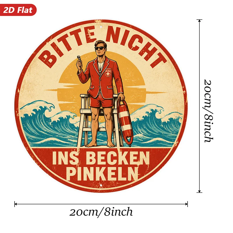 CIFBUY Retro Lifeguard No Pool Pee Humor Metal Wall Art Waterproof Durable Aluminum Wall Art for Kitchen Living Room Bedroom Dec