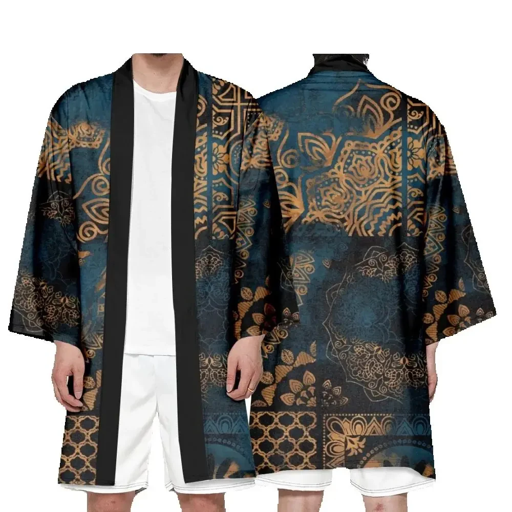 

Anime Flower Pattern Shirt Traditional Clothing Haori Cosplay Long Kimono Women Men Japanese Cardigan Yukata