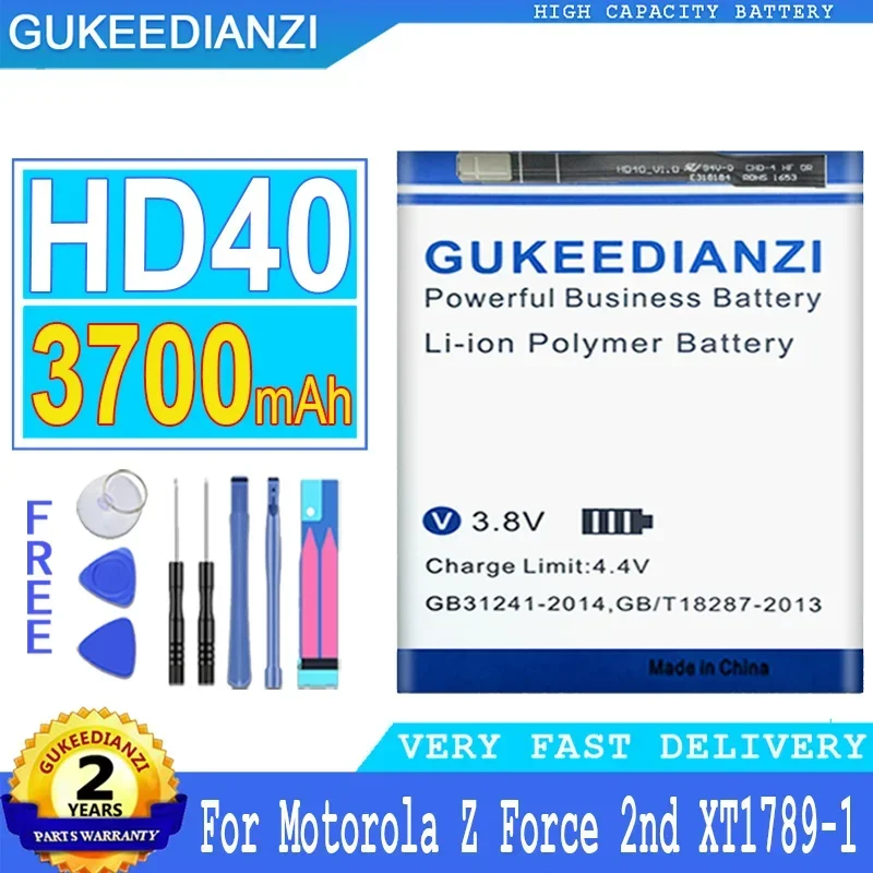 

HD40 HD 40 Battery for Motorola Moto Z Force 2nd for MotoZ Force 2nd Gen for Moto Z2 Force XT1789-1 XT1789-03/05,3700mAh Battery